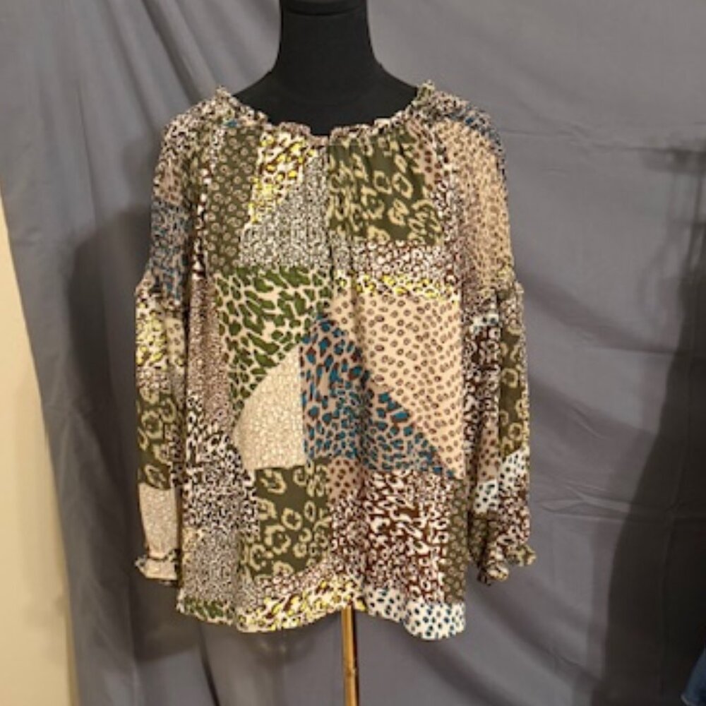 CATO Animal Print Blouse Size L